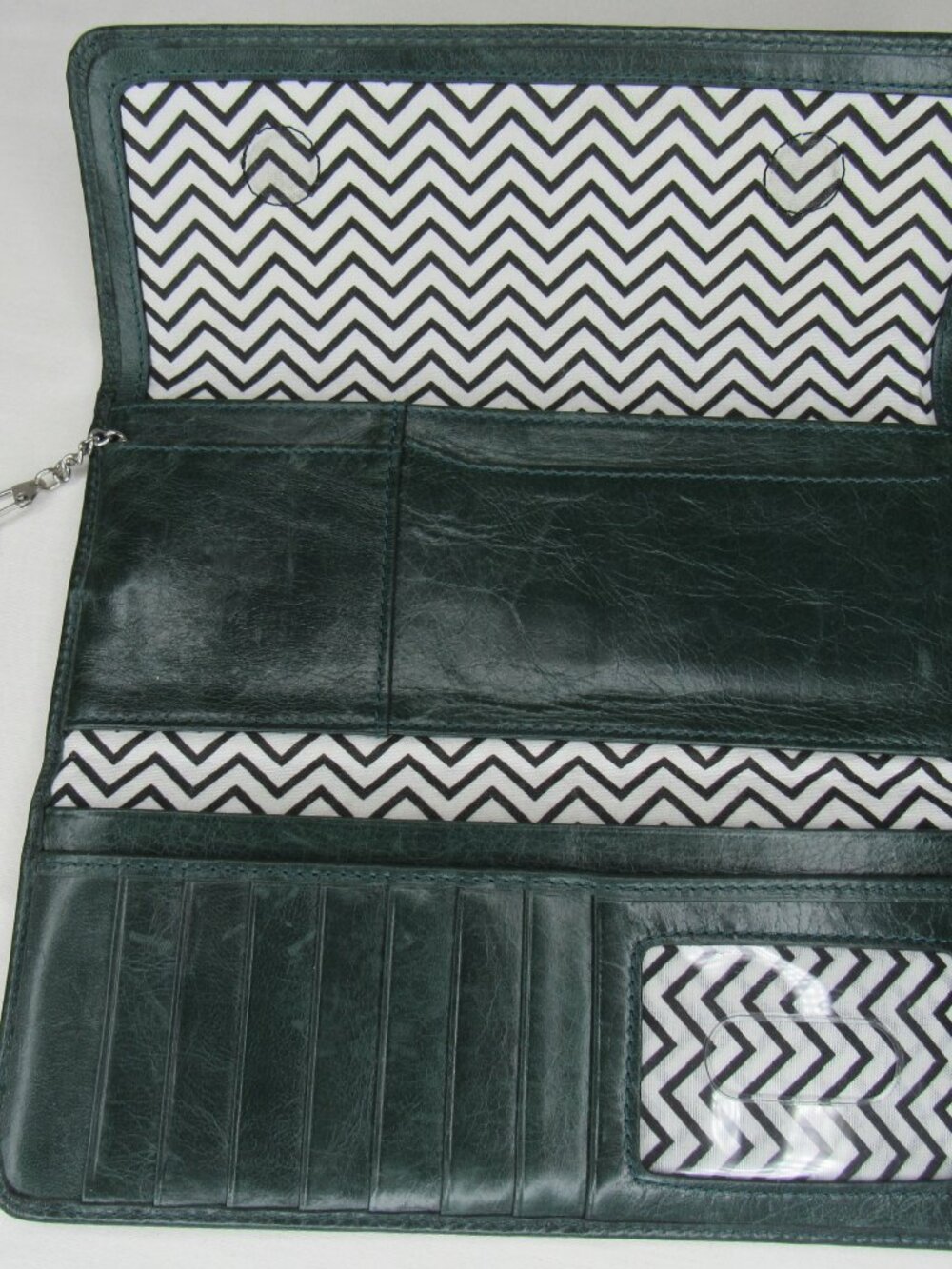 Hobo International Green Leather SADIE Woven Texture Clutch Wallet - Picture 5 of 9